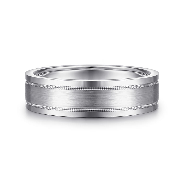 Noah - 14K White Gold 6mm - Men's Wedding Band in Satin Finish - Shot 1