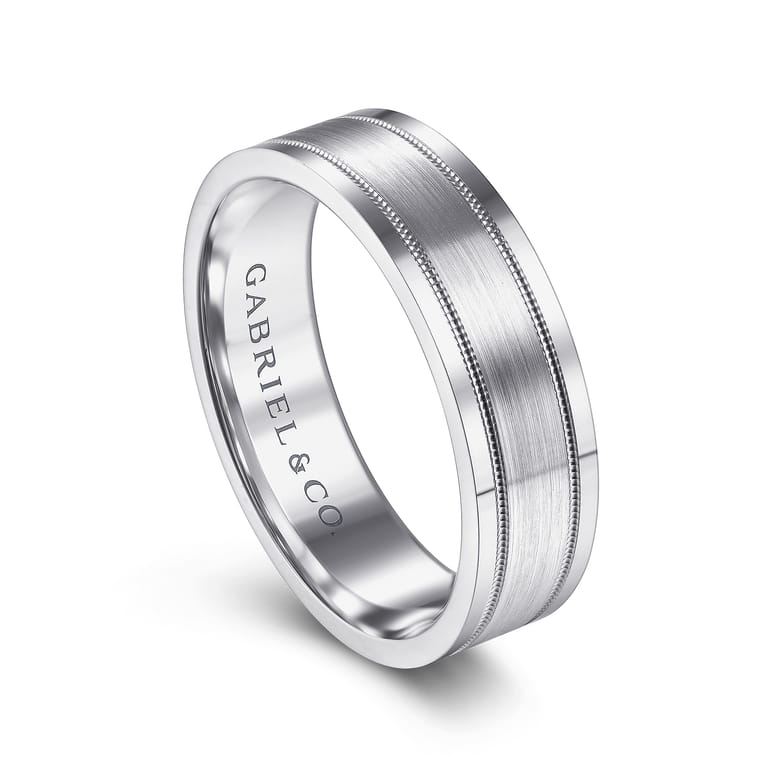 Noah - 14K White Gold 6mm - Men's Wedding Band in Satin Finish - Shot 3