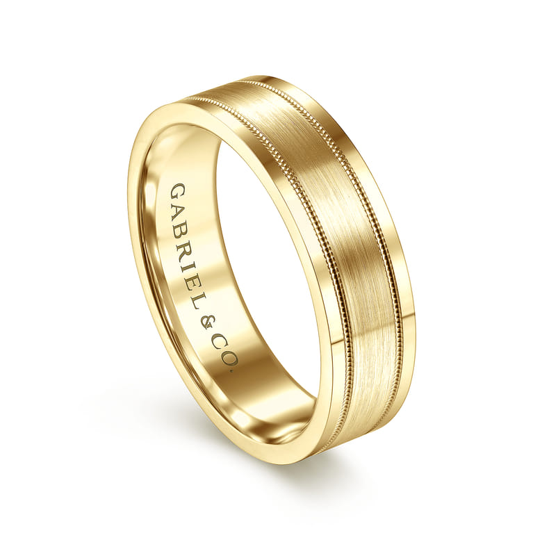 Noah - 14K Yellow Gold 6mm - Men's Wedding Band in Satin Finish - Shot 3