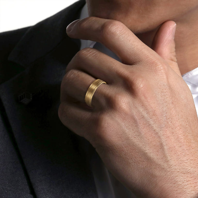 Noah - 14K Yellow Gold 6mm - Men's Wedding Band in Satin Finish - Shot 5