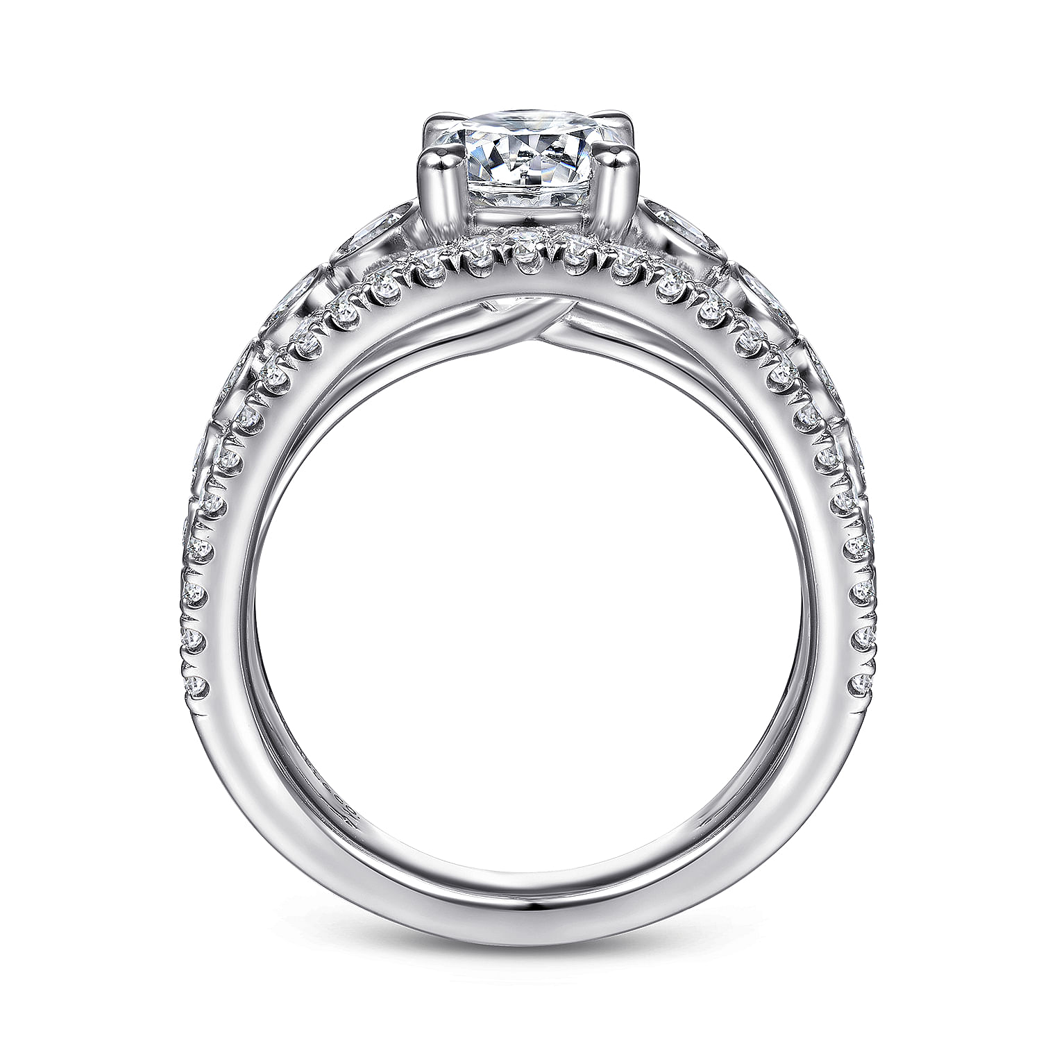 Noble - 14K White Gold Round Split Shank Diamond Engagement Ring - 0.92 ct - Shot 2