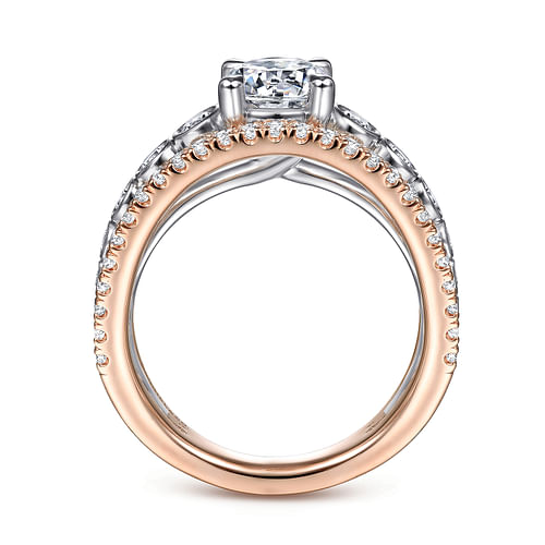 Noble - 14K White-Rose Gold Round Split Shank Diamond Engagement Ring - 0.92 ct - Shot 2