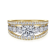 Noble - 14K White-Yellow Gold Round Split Shank Diamond Engagement Ring