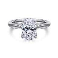 Nola - 14K White Gold Gold Oval Lotus Diamond Engagement Ring