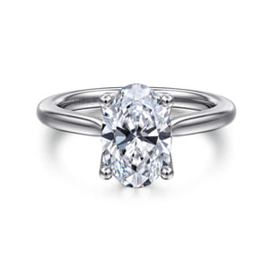 Nola - 14K White Gold Gold Oval Lotus Diamond Engagement Ring