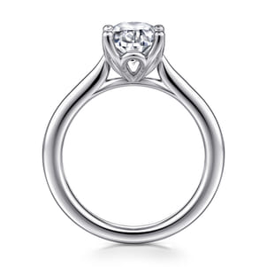 Nola - 14K White Gold Gold Oval Lotus Diamond Engagement Ring