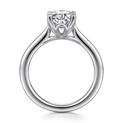 Nola - 14K White Gold Gold Oval Lotus Diamond Engagement Ring