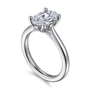 Nola - 14K White Gold Gold Oval Lotus Diamond Engagement Ring