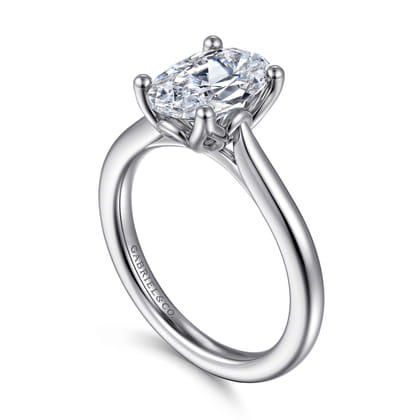 Nola - 14K White Gold Gold Oval Lotus Diamond Engagement Ring