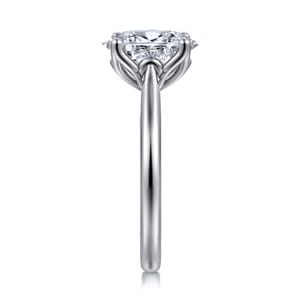 Nola - 14K White Gold Gold Oval Lotus Diamond Engagement Ring