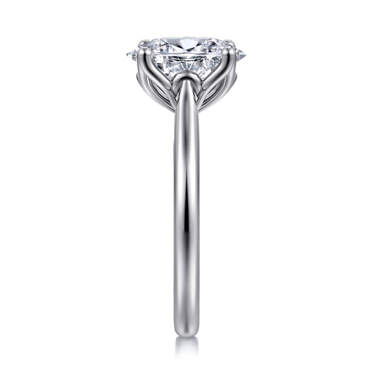 Nola - 14K White Gold Gold Oval Lotus Diamond Engagement Ring