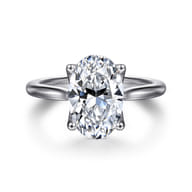 Nola - 14K White Gold Oval Lotus Diamond Engagement Ring