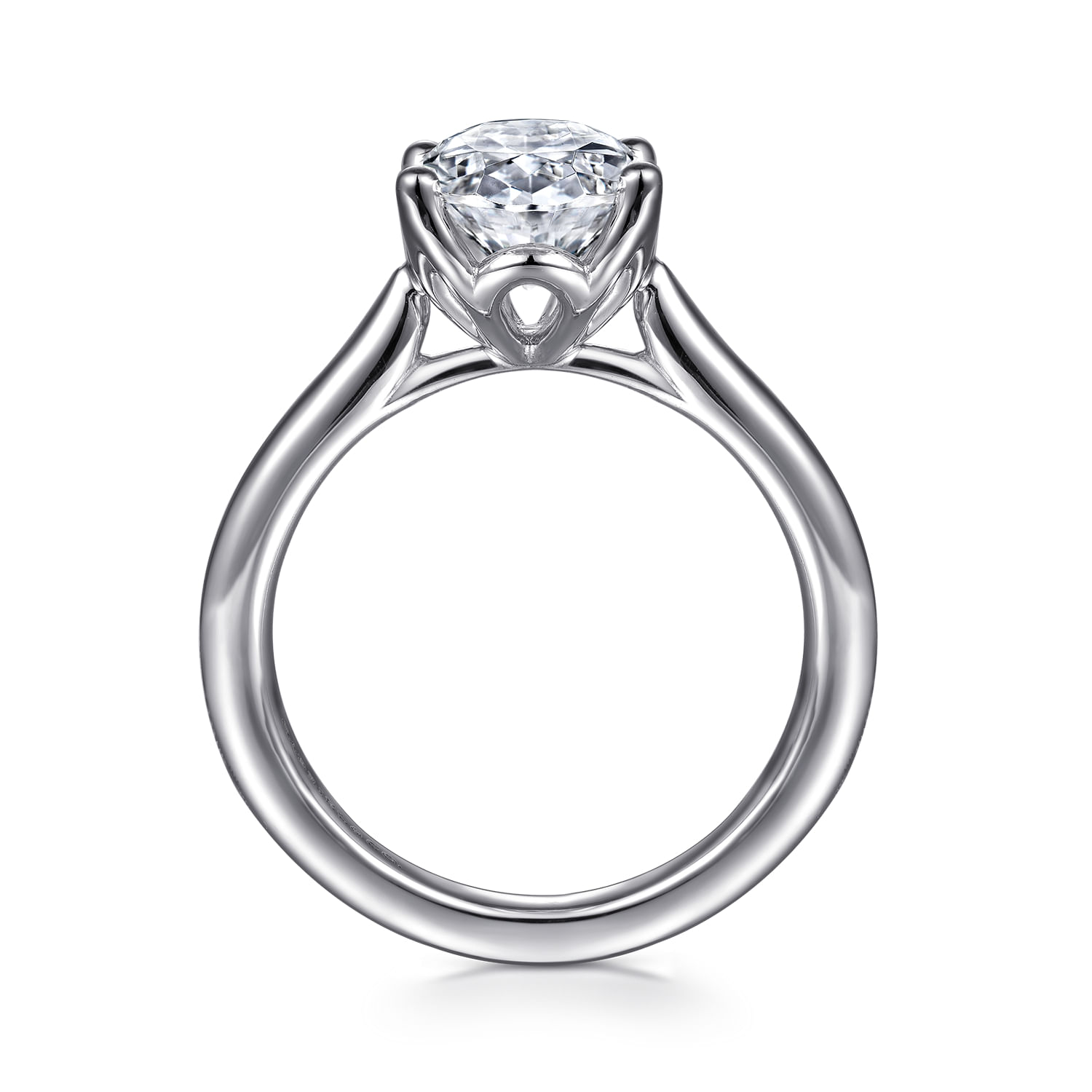 Nola - 14K White Gold Oval Lotus Diamond Engagement Ring