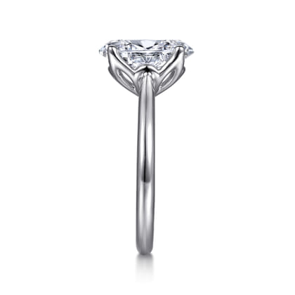 Nola - 14K White Gold Oval Lotus Diamond Engagement Ring