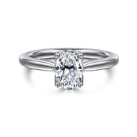 Nola - 14K White Gold Oval Lotus Diamond Engagement Ring