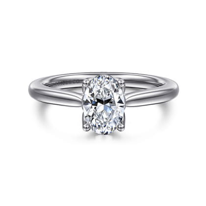 Nola - 14K White Gold Oval Lotus Diamond Engagement Ring