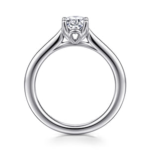 Nola - 14K White Gold Oval Lotus Diamond Engagement Ring