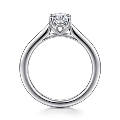 Nola - 14K White Gold Oval Lotus Diamond Engagement Ring