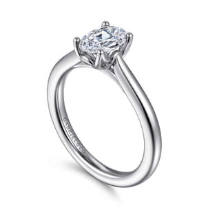 Nola - 14K White Gold Oval Lotus Diamond Engagement Ring