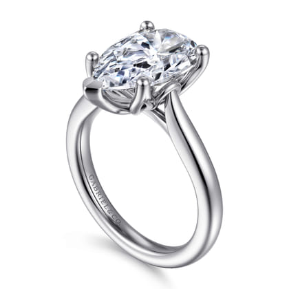 Nola - 14K White Gold Pear Shape Lotus Diamond Engagement Ring
