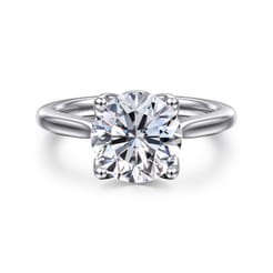 Nola - 14K White Gold Round Lotus Diamond Engagement Ring