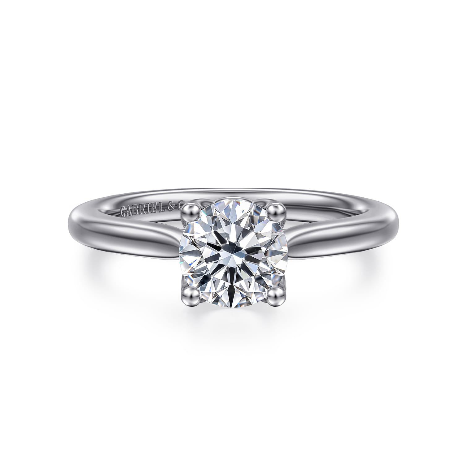 Nola - 14K White Gold Round Lotus Diamond Engagement Ring