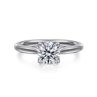 Nola - 14K White Gold Round Lotus Diamond Engagement Ring