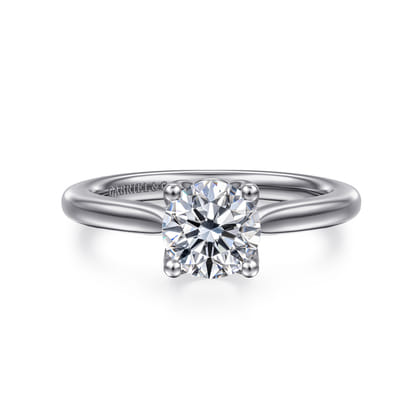 Nola - 14K White Gold Round Lotus Diamond Engagement Ring