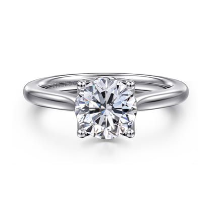 Nola - 14K White Gold Round Lotus Diamond Engagement Ring