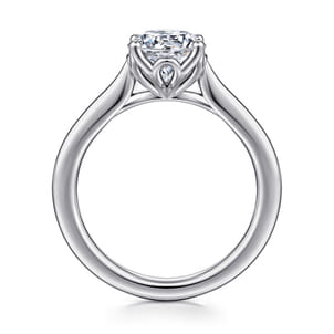 Nola - 14K White Gold Round Lotus Diamond Engagement Ring