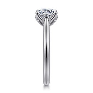 Nola - 14K White Gold Round Lotus Diamond Engagement Ring
