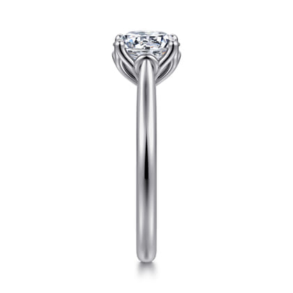 Nola - 14K White Gold Round Lotus Diamond Engagement Ring
