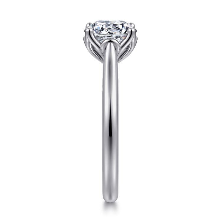 Nola - 14K White Gold Round Lotus Diamond Engagement Ring
