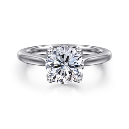 Nola - 14K White Gold Round Lotus Diamond Engagement Ring