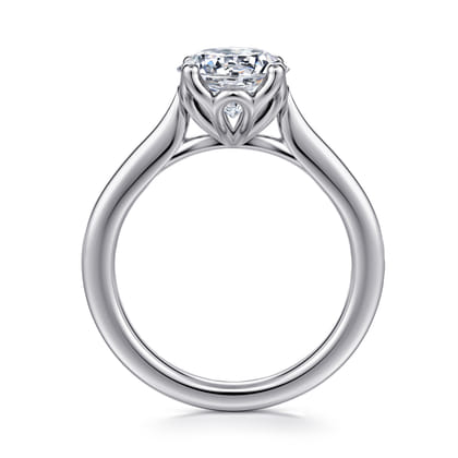 Nola - 14K White Gold Round Lotus Diamond Engagement Ring
