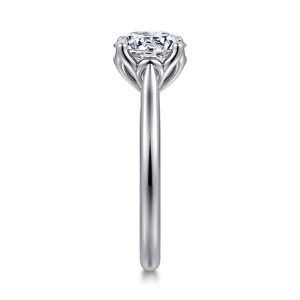 Nola - 14K White Gold Round Lotus Diamond Engagement Ring