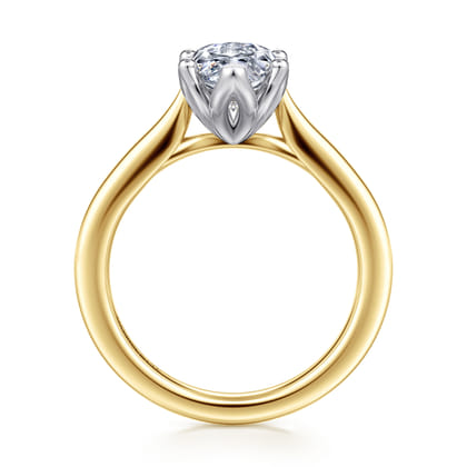 Nola - 14K White-Yellow Gold Marquise Shape Lotus Diamond Engagement Ring
