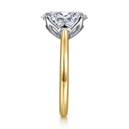 Nola - 14K White-Yellow Gold Oval Lotus Diamond Engagement Ring