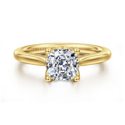 Nola - 14K Yellow Gold Cushion Cut Lotus Diamond Engagement Ring