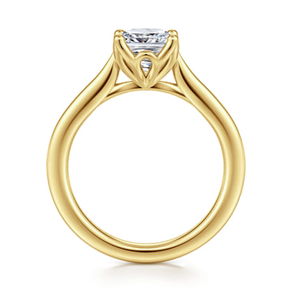 Nola - 14K Yellow Gold Cushion Cut Lotus Diamond Engagement Ring