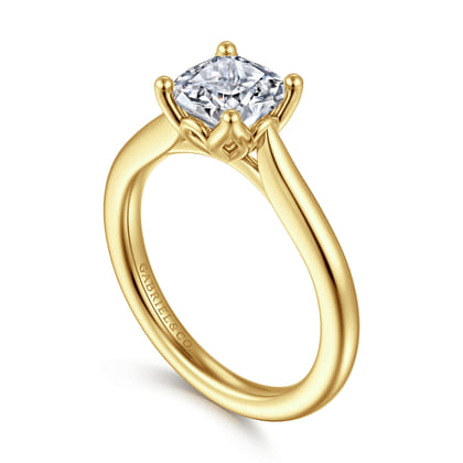 Nola - 14K Yellow Gold Cushion Cut Lotus Diamond Engagement Ring
