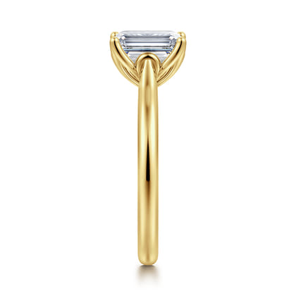 Nola - 14K Yellow Gold Emerald Cut Lotus Diamond Engagement Ring