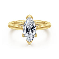 Nola - 14K Yellow Gold Marquise Shape Lotus Diamond Engagement Ring