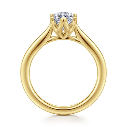Nola - 14K Yellow Gold Marquise Shape Lotus Diamond Engagement Ring