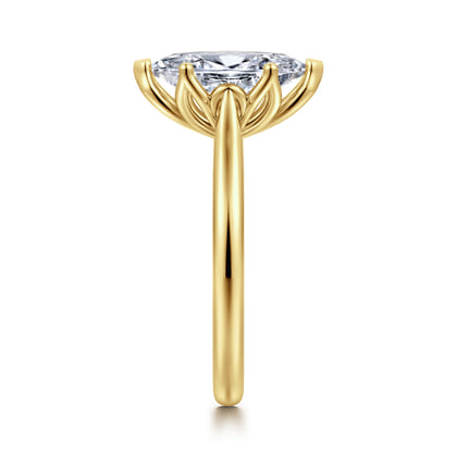 Nola - 14K Yellow Gold Marquise Shape Lotus Diamond Engagement Ring