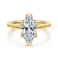 Nola - 14K Yellow Gold Marquise Shape Lotus Diamond Engagement Ring