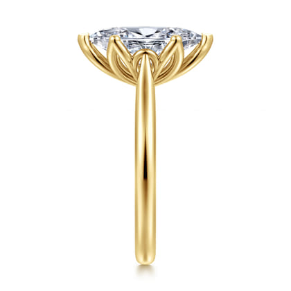 Nola - 14K Yellow Gold Marquise Shape Lotus Diamond Engagement Ring