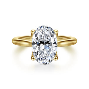 Nola - 14K Yellow Gold Oval Lotus Diamond Engagement Ring