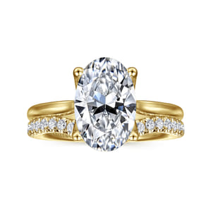 Nola - 14K Yellow Gold Oval Lotus Diamond Engagement Ring