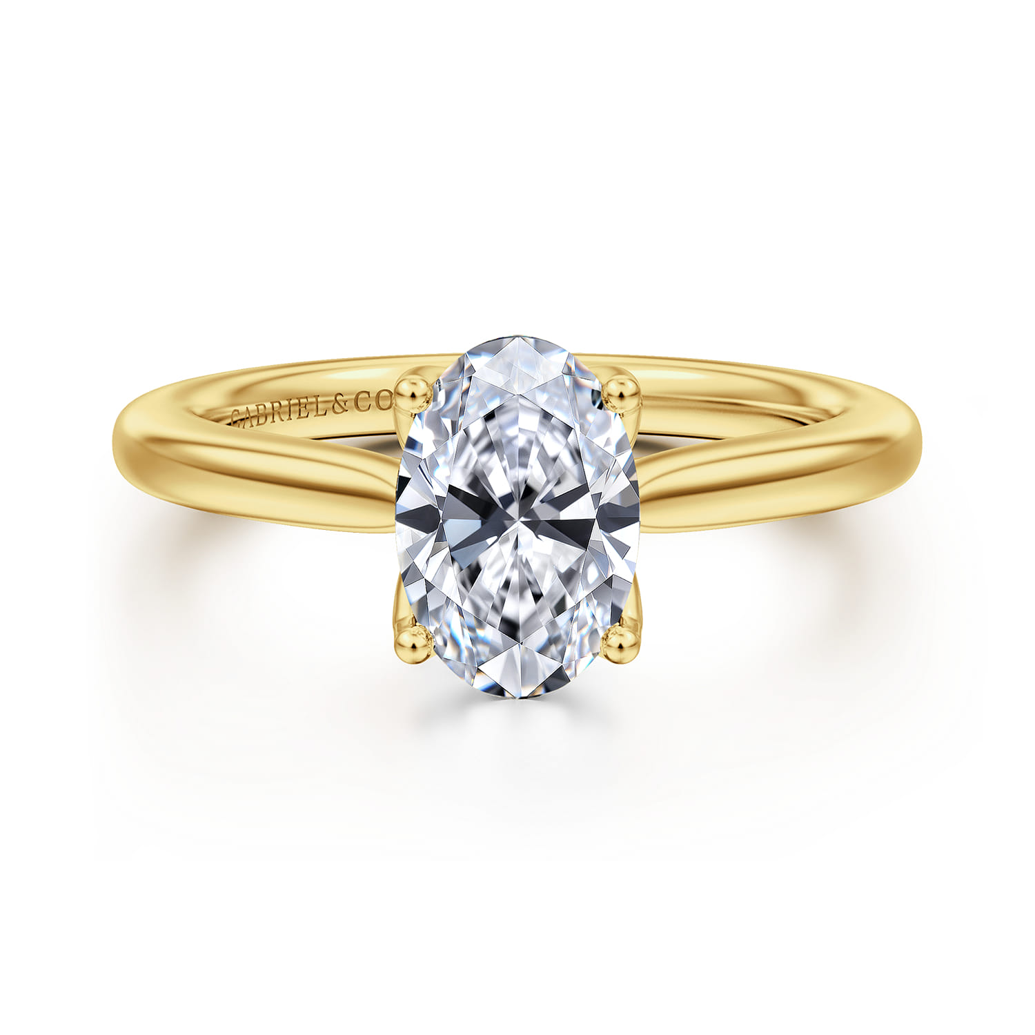 Nola - 14K Yellow Gold Oval Lotus Diamond Engagement Ring